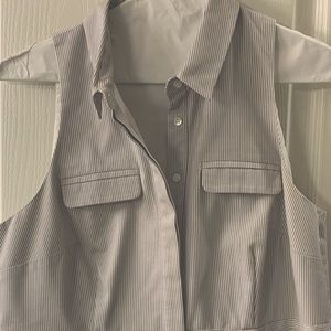 Ann Taylor Button Collar Pinstripe Dress